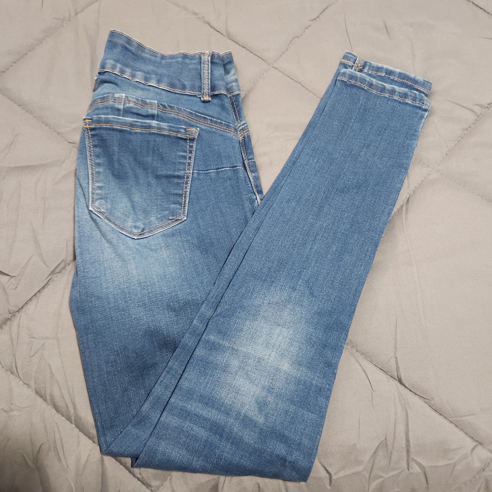 Wax Jeans Juniors 0 24x26.5 Low Rise Skinny‎ Distressed Medium Wash